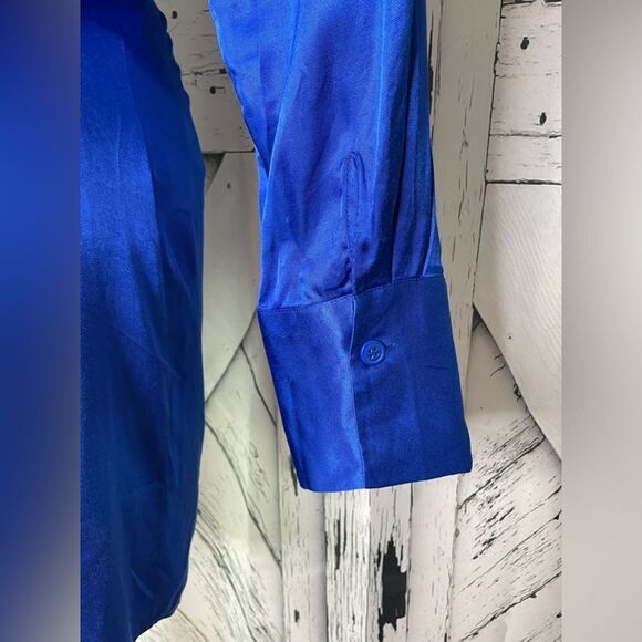 Zara Satin Effect Wrap Dress Mini Blue M - Picture 6 of 11